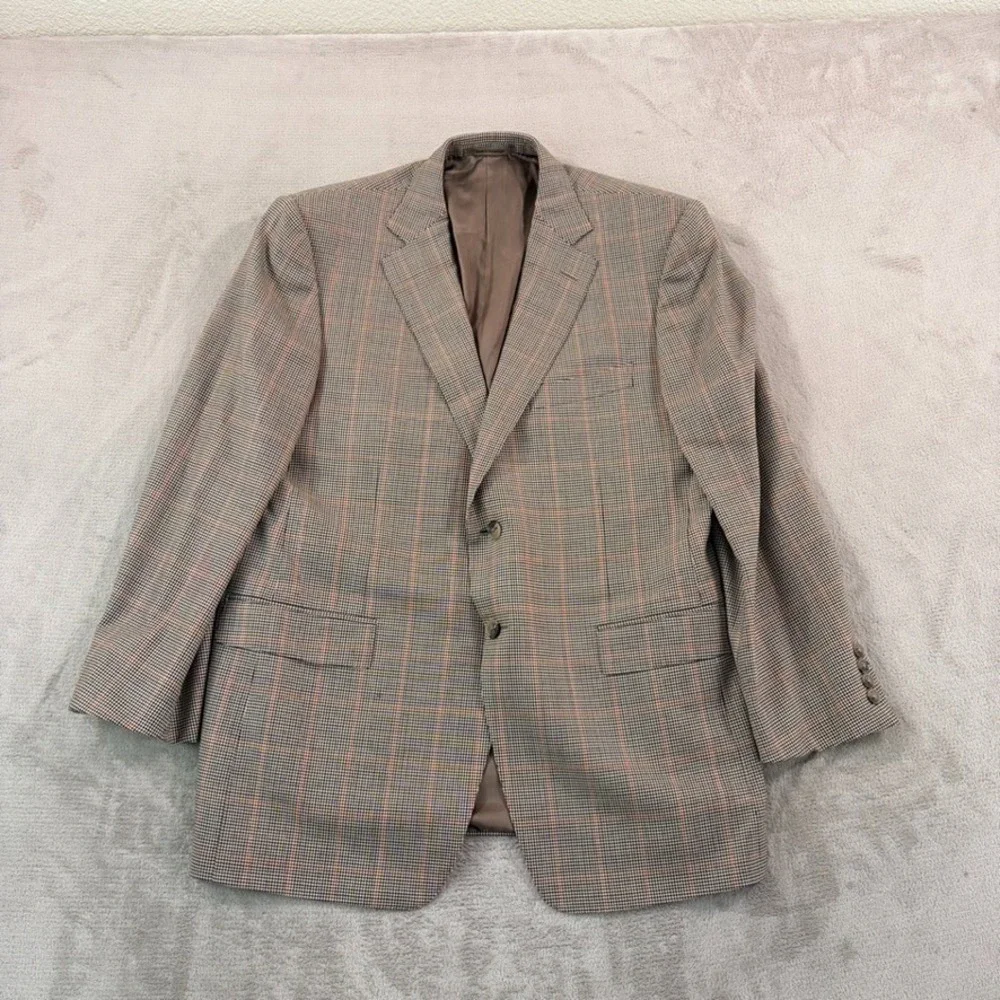 Ermenegildo Zegna 2 Button Blazer Sports Coat Men 44R Houndstooth Wool Designer